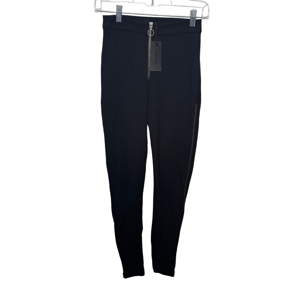 H:ours Black High Rise Slim Pants XS Zip Ankle Stretch Revolve NWT